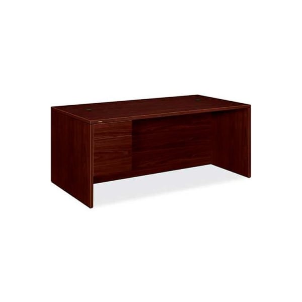 Hon HON Wood Desk - Single Left Pedestal - 72" - Mahogany - 10500 Series - HON10586LNN
