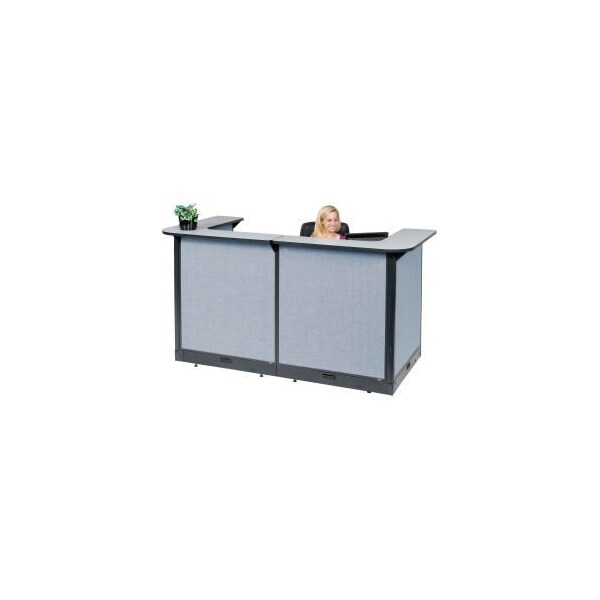 Global Equipment Interion    U-Shaped Electric Reception Station, 88"W x 44"D x 46"H, Gray Counter, Blue Panel - 249008EGB