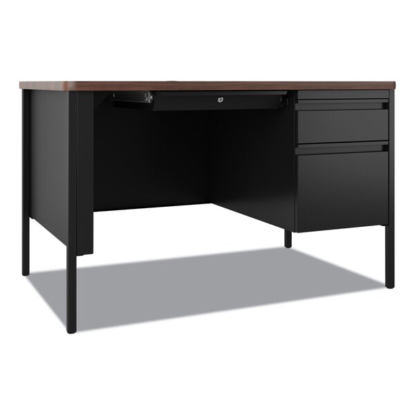 Hirsh Industries Teachers Pedestal Desks, One Right-Hand Pedestal: Box/File Drawers, 48inx30inx29.5in, Walnut/Black - 22652