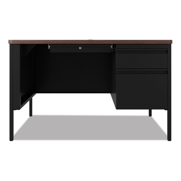 Hirsh Industries Teachers Pedestal Desks, One Right-Hand Pedestal: Box/File Drawers, 48inx30inx29.5in, Walnut/Black - 22652