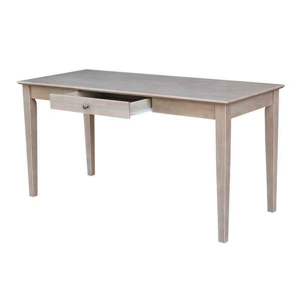 International Concepts Writing Desk with Drawer, Large 26 in D X 30 in H, 60 in W X Wood, Washed Gray Taupe - OF09-42