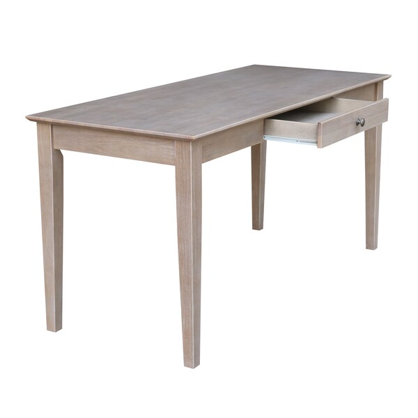 International Concepts Writing Desk with Drawer, Large 26 in D X 30 in H, 60 in W X Wood, Washed Gray Taupe - OF09-42