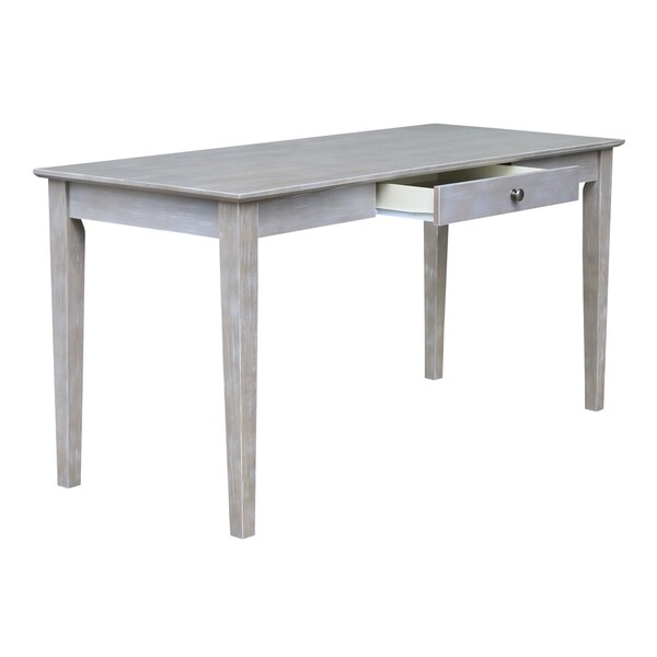 International Concepts Writing Desk with Drawer, Large 26 in D X 30 in H, 60 in W X Wood, Washed Gray Taupe - OF09-42