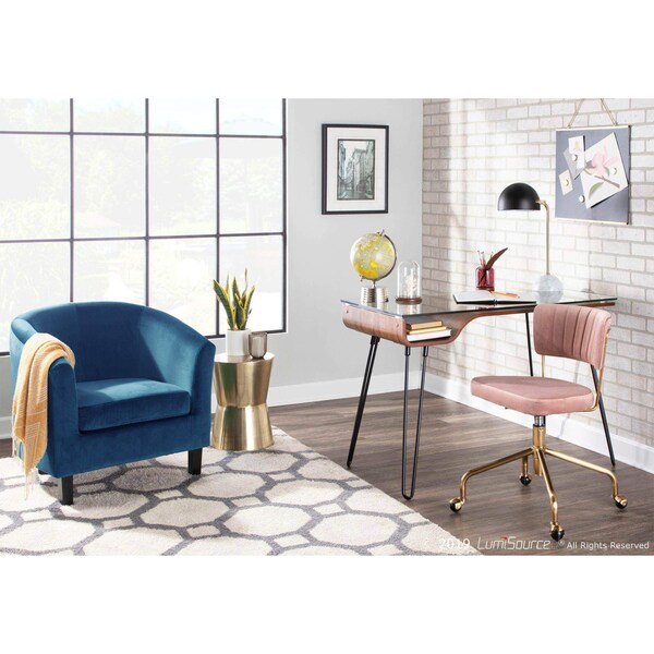 Lumisource Avery Desk in Walnut Wood, Clear Glass, and Black Metal - OFD-AVERY WL