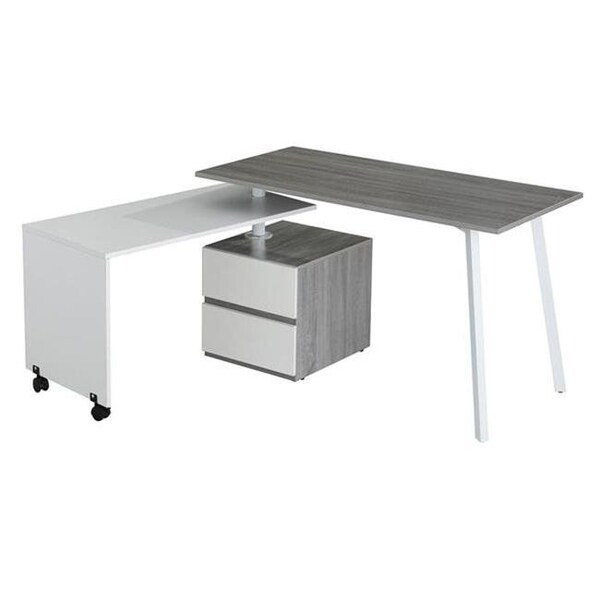 Techni Mobili Techni Mobili RTA-2336-GRY Rotating Multi-Positional Modern Desk; Gray - 30 x 58 x 48.25 in. - RTA-2336-GRY