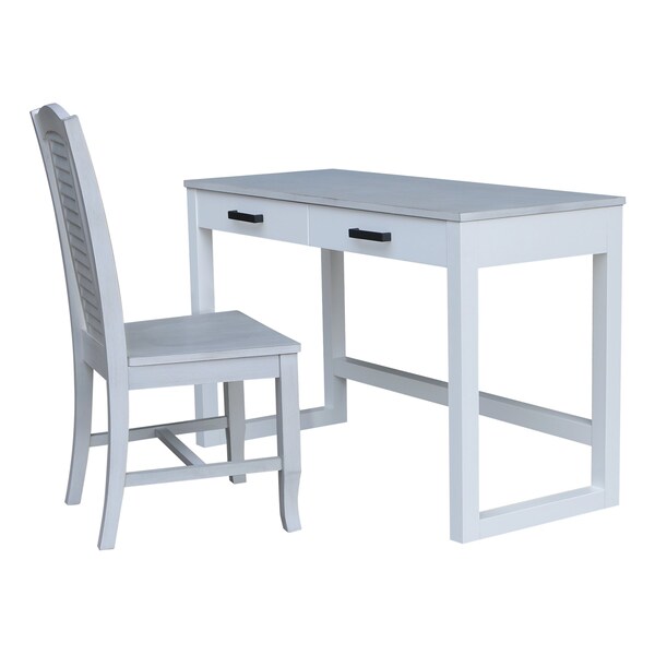 International Concepts Carson Solid Wood Desk with 2 Drawers and Chair - Chalk/White - K128-71-C45
