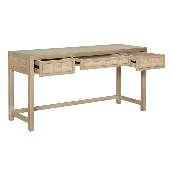 Elk Home 20in D X 30in H, 60in W X Mahogany Wood, Rattan, Brown - S0075-9960