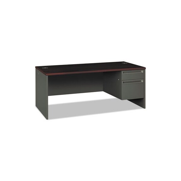 Hon HON, 38000 SERIES RIGHT PEDESTAL DESK, 72W X 36D X 29.5H, MAHOGANY/CHARCOAL - 38293RNS