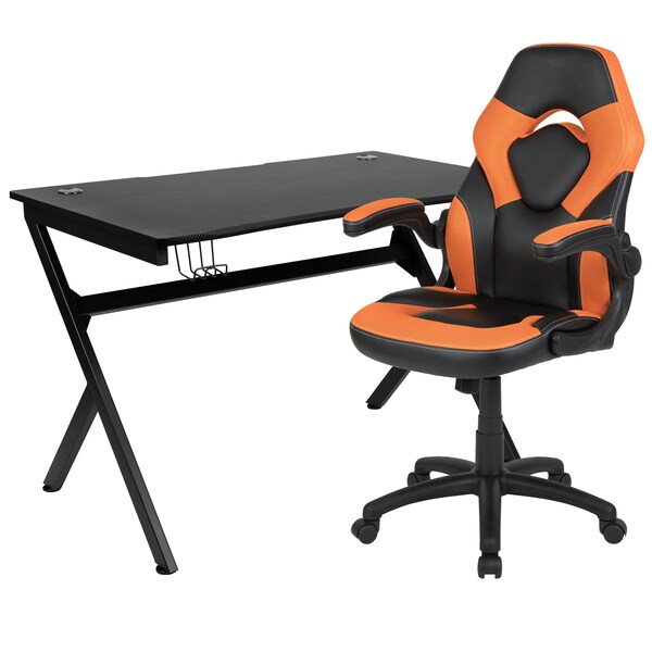 Flash Furniture Black Gaming Desk and Chair Set with Cup Holder - BLN-X10D1904-OR-GG