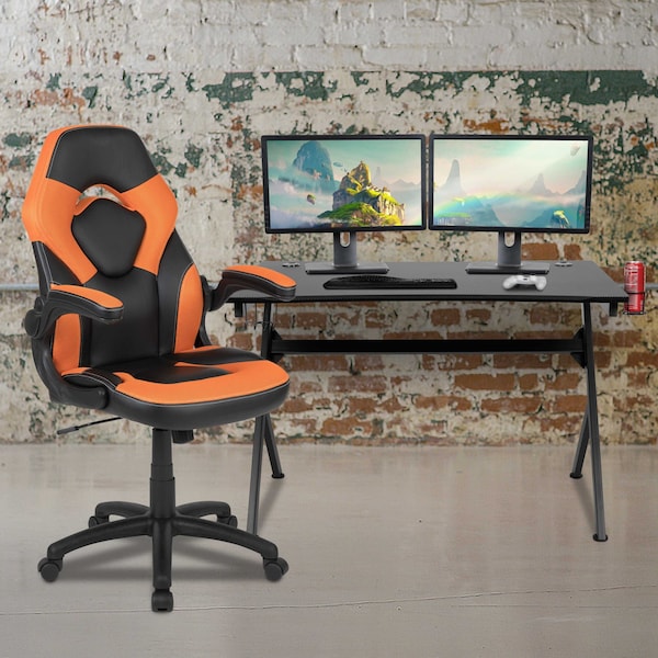 Flash Furniture Black Gaming Desk and Chair Set with Cup Holder - BLN-X10D1904-OR-GG