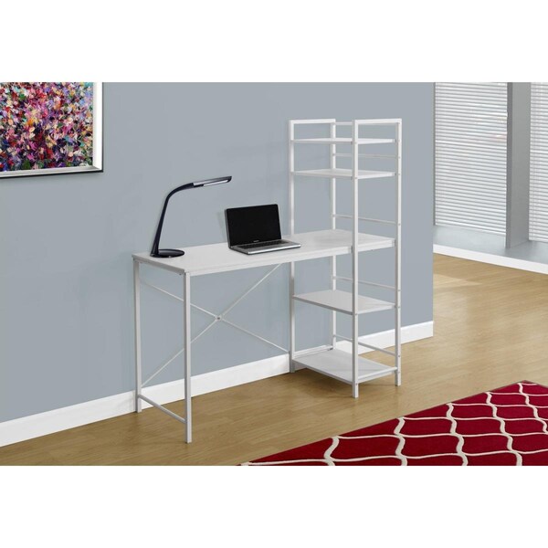 Gfancy Fixtures 55 in. MDF & White Metal Computer Desk - GF2472977