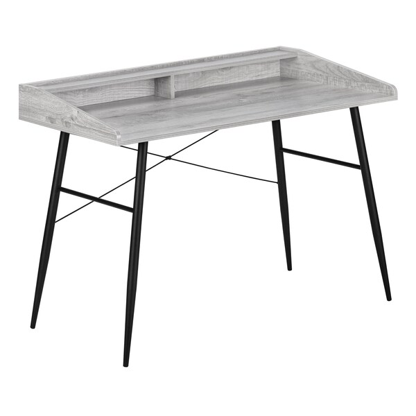 Monarch Specialties Computer Desk, Home Office, Laptop, Storage Shelves, 48"L, Work, Metal, Laminate, Grey, Black - I 7541