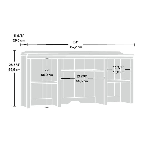 Sauder 11.65 in D X 25.79 in H, 54.02 in W X Engineered wood - 431435