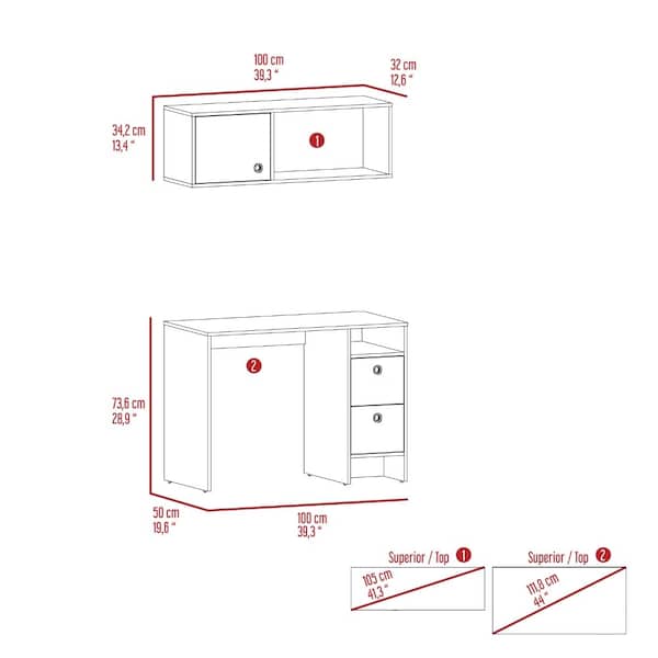 Tuhome 19.6 / 12.6 in. D X 28.9 / 13.4 in. H, 39.3 / 39.3 in. W X Laminate, Multi-color - CDT5967