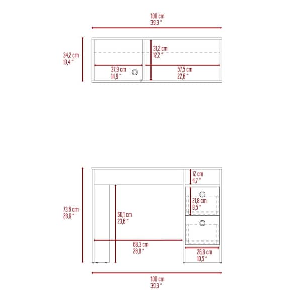 Tuhome 19.6 / 12.6 in. D X 28.9 / 13.4 in. H, 39.3 / 39.3 in. W X Laminate, Multi-color - CDT5967