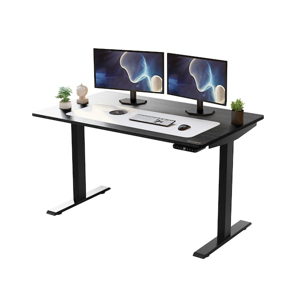 Uncaged Ergonomics RiseUpElectricStandingDesk60X30"BlackDesktopDualMotorMemory, RUbbkMDF60 - RUBBKMDF60
