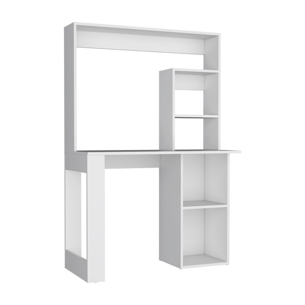 Tuhome Modern Straight Desk, 17.7 in. D X 58.3 in. H, 38.7 in. W X Laminate, White - ELB9035