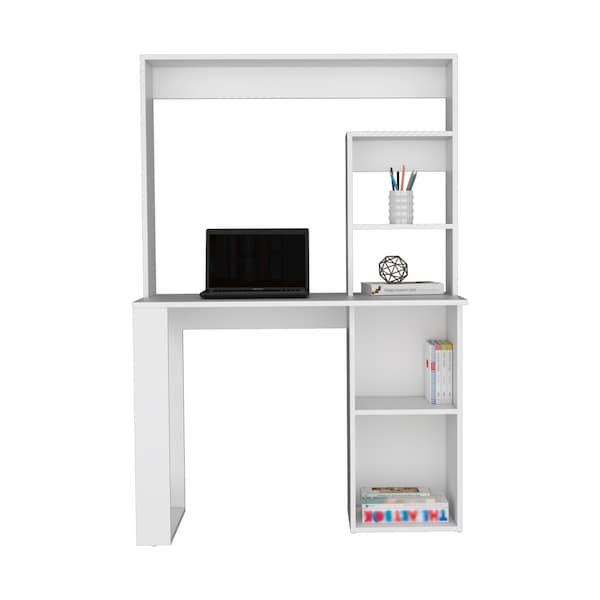 Tuhome Modern Straight Desk, 17.7 in. D X 58.3 in. H, 38.7 in. W X Laminate, White - ELB9035