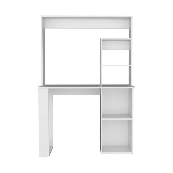 Tuhome Modern Straight Desk, 17.7 in. D X 58.3 in. H, 38.7 in. W X Laminate, White - ELB9035