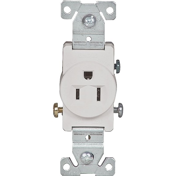 Eaton Wiring Devices Single Receptacle, 2 -Pole, 125 V, 15 A, Side Wiring, NEMA: NEMA 5-15R, White - 817W-BOX