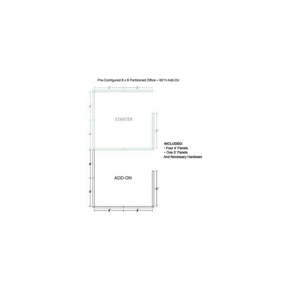Global Equipment Interion    Pre-Configured Office Cubicle - 8'W x 8'D x 60"H - Add-On Kit - Blue - 236653BL