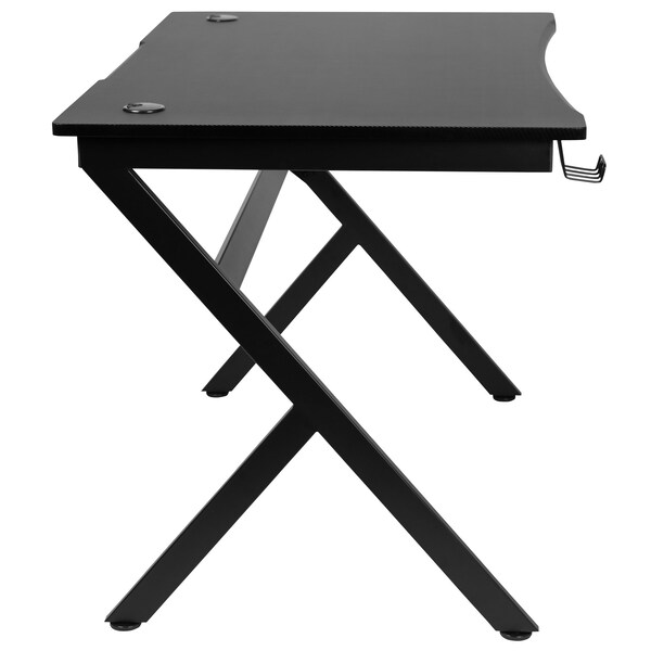 Flash Furniture Black Computer Gaming Desk - Headphone Holder - NAN-NJ-TG-D1904-GG