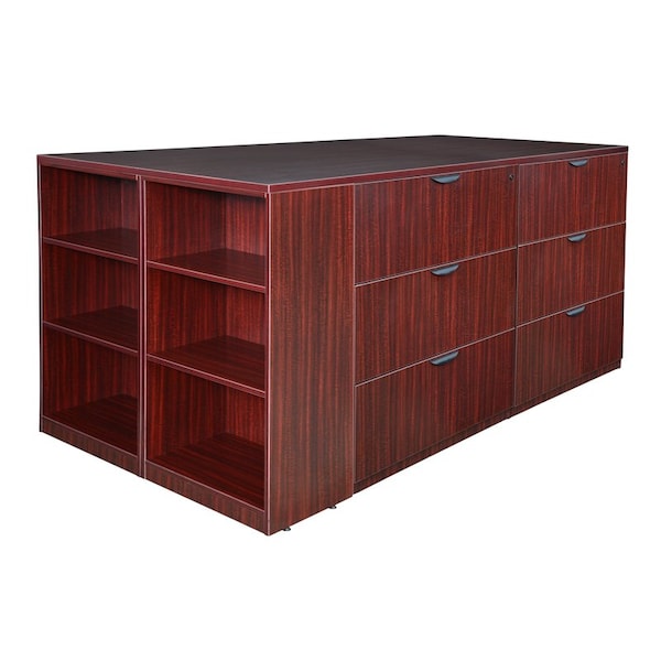 Legacy 2 Lateral File/ 2 Desk Quad with Bookcase End StandUp LatFile Desk Quad, BookCase, 46" D X 42" H - LS2LF2SD8546MH
