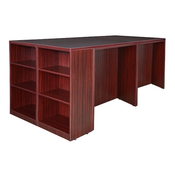 Legacy 2 Lateral File/ 2 Desk Quad with Bookcase End StandUp LatFile Desk Quad, BookCase, 46" D X 42" H - LS2LF2SD8546MH