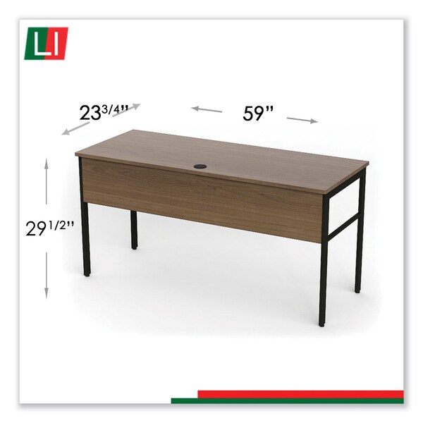 Linea Italia Desks, 23-3/4 in D X 29.5" H, 59" W X Steel, Natural Walnut - UR601NW