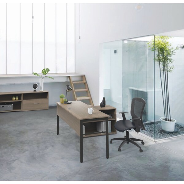 Linea Italia Desks, 23-3/4 in D X 29.5" H, 59" W X Steel, Natural Walnut - UR601NW