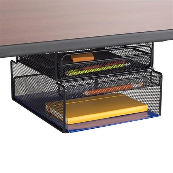 Betterbeds 7.25 x 10 x 12.3 in. Onyx Hanging Organizer Under Desk Mount with Drawer; Black - BE521338