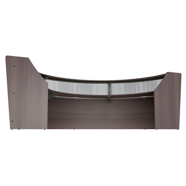 Linea Italia Reception Desk 71 in D X 46 in H, 11.9 ft W X Thermofused Laminate, Clear, Mocha - ZUT317