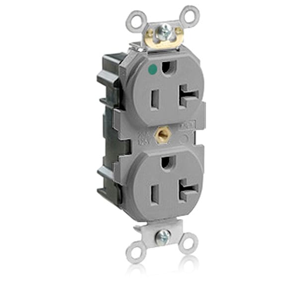 Leviton Receptacle, 20 A Amps, 125VAC, Duplex Outlet, 5-20R, Gray - M8300-HGY