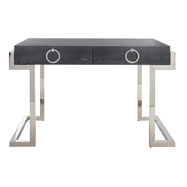 Safavieh 48.03 x 26.37 x 31.49 in. Maia 2-Drawer Desk, Black & Cerused Oak - SFV3504C