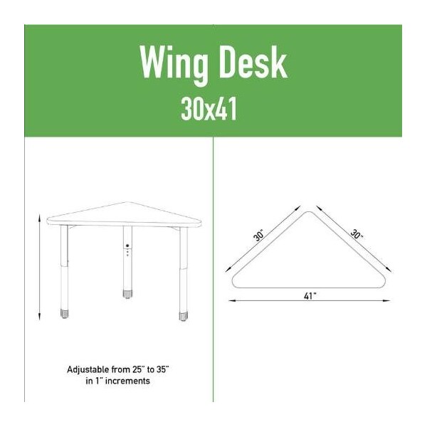 Correll HPL Collaborative Wing Desk, 30 in D X 41 in W X Particleboard - AD3041TF-WING-15-13-09