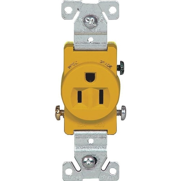 Eaton Wiring Devices Single Receptacle, 2 -Pole, 125 V, 15 A, Side Wiring, NEMA: NEMA 5-15R, Ivory - 817V-BOX