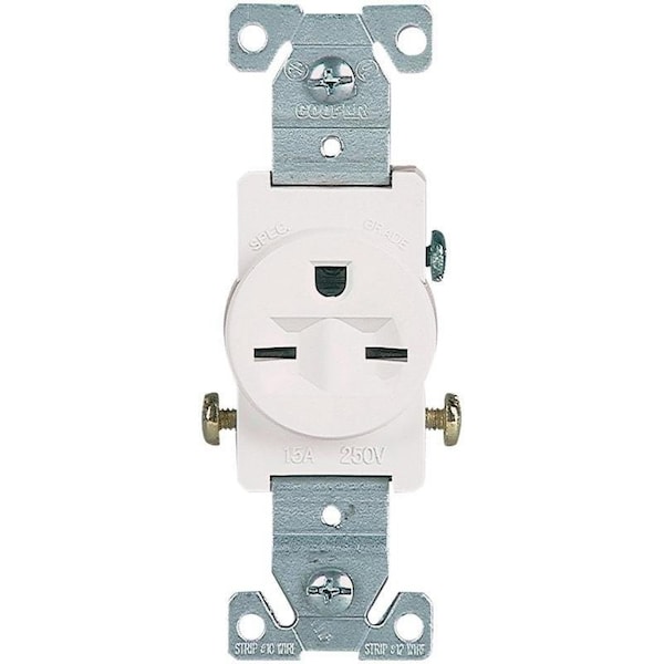 Eaton Wiring Devices Single Receptacle, 2 -Pole, 250 V, 15 A, Side Wiring, NEMA: NEMA 6-15R, White - 816W-BOX