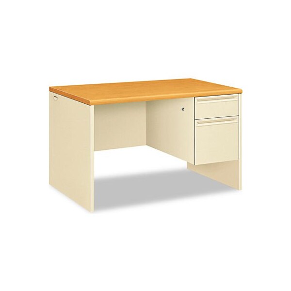 Hon HON Right Pedestal Desk - 48inW x 30inD x 29-1/2inH - Harvest/Putty - 38000 Series - HON38251CL