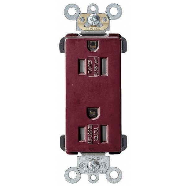 Leviton Receptacle, 15 A Amps, 125VAC, Decorator Duplex Outlet, 5-15R, Brown - TDR15