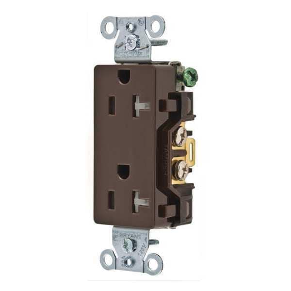 Zoro Select Receptacle, 20 A Amps, 125V AC, Flush Mount, Decorator Duplex Outlet, 5-20R, Brown - DRS20TR