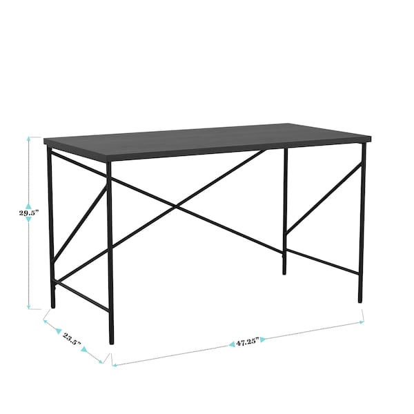 Martha Stewart 23.5 in. D X 47.25 in. W X Engineered Wood, Steel, Black Top/Oil Rubbed Bronze Frame - XU-DK-4-BK-MS