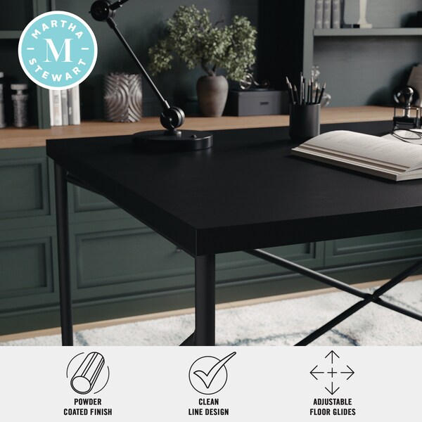 Martha Stewart 23.5 in. D X 47.25 in. W X Engineered Wood, Steel, Black Top/Oil Rubbed Bronze Frame - XU-DK-4-BK-MS
