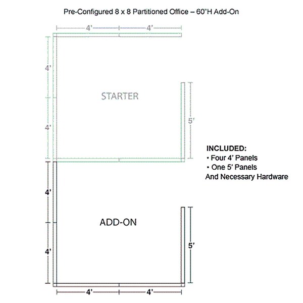 Interion By Global Industrial 96 in D X 60 in H, 96 in W X Fabric Panels / Wood Frame / Steel Connectors, Gray - 236653GY