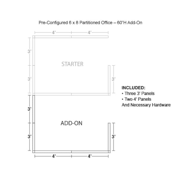 Interion By Global Industrial 96 in D X 60 in H, 72 in W X Fabric Panels / Wood Frame / Steel Connectors, Gray - 236651GY