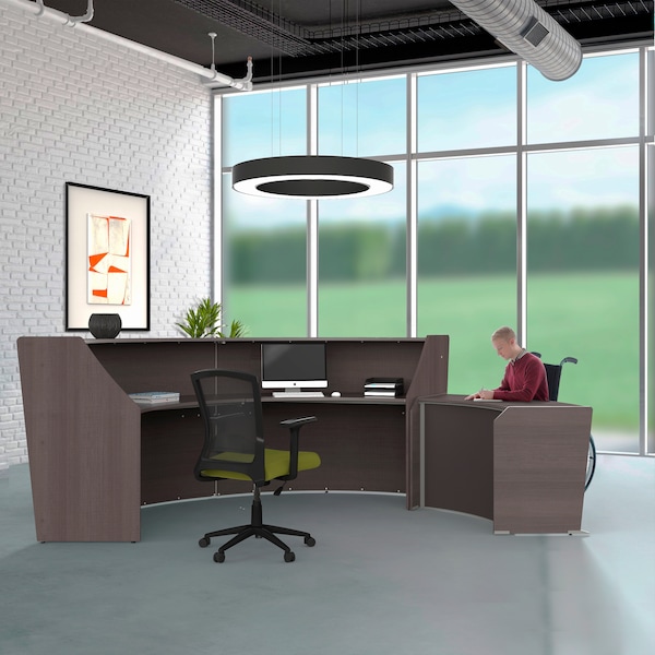 Linea Italia ADA Reception Desk, Wheelchair, Kids, 55 inW x 71 inD x 30 inH, Cherry - 55490GY