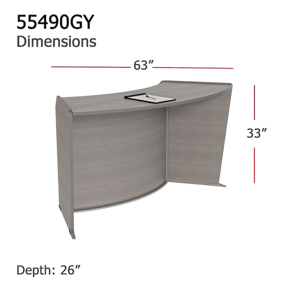 Linea Italia ADA Reception Desk, Wheelchair, Kids, 55 inW x 71 inD x 30 inH, Cherry - 55490GY
