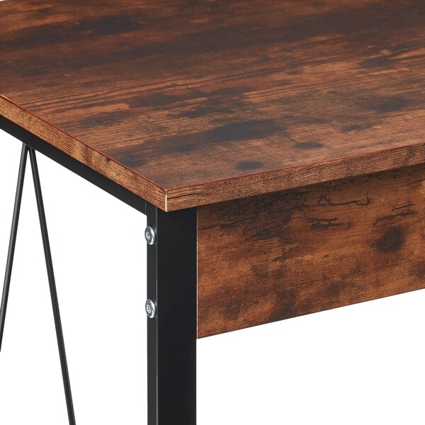 Acme Wooden Rectangle Top Writing Desk in Weathered Oak and Black - ER-033OAK