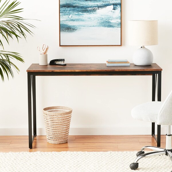 Acme Wooden Rectangle Top Writing Desk in Weathered Oak and Black - ER-033OAK