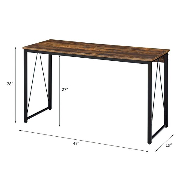 Acme Wooden Rectangle Top Writing Desk in Weathered Oak and Black - ER-033OAK
