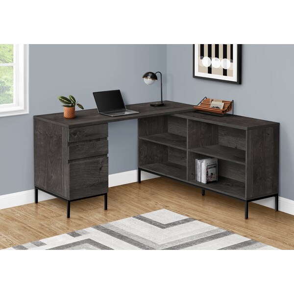Monarch Specialties Computer Desk, Home Office, Corner, Storage Drawers, 60 in.L, L Shape, Work, Laptop, Grey Laminate - I 7492